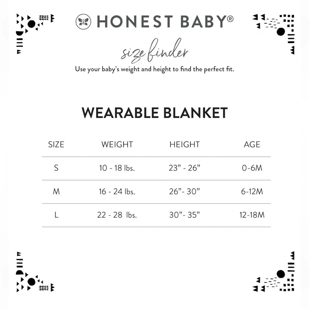 HonestBaby Baby Organic Cotton Wearable Blanket, Compass, Medium